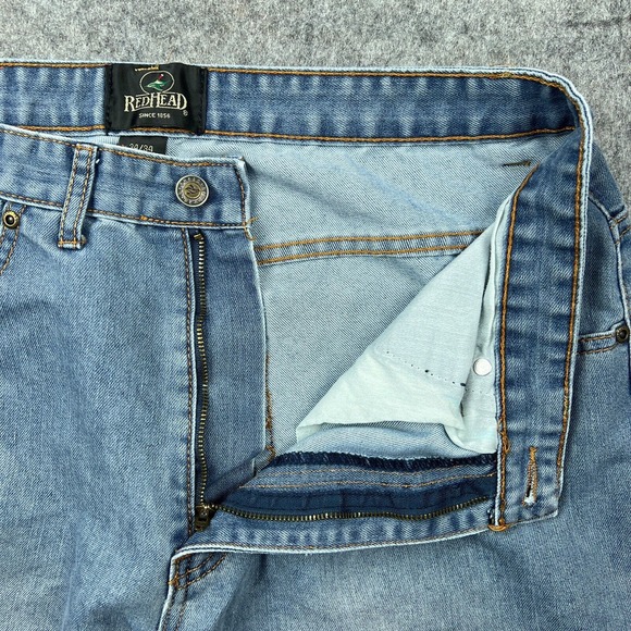 Redhead Jeans Mens‎ 34 X 34 Blue Straight Leg Faded Denim Pants VTG 90s Outdoors - Picture 4 of 12